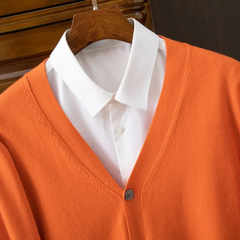 Sweater Cardigan Business Casual Classic V-neck Solid Color