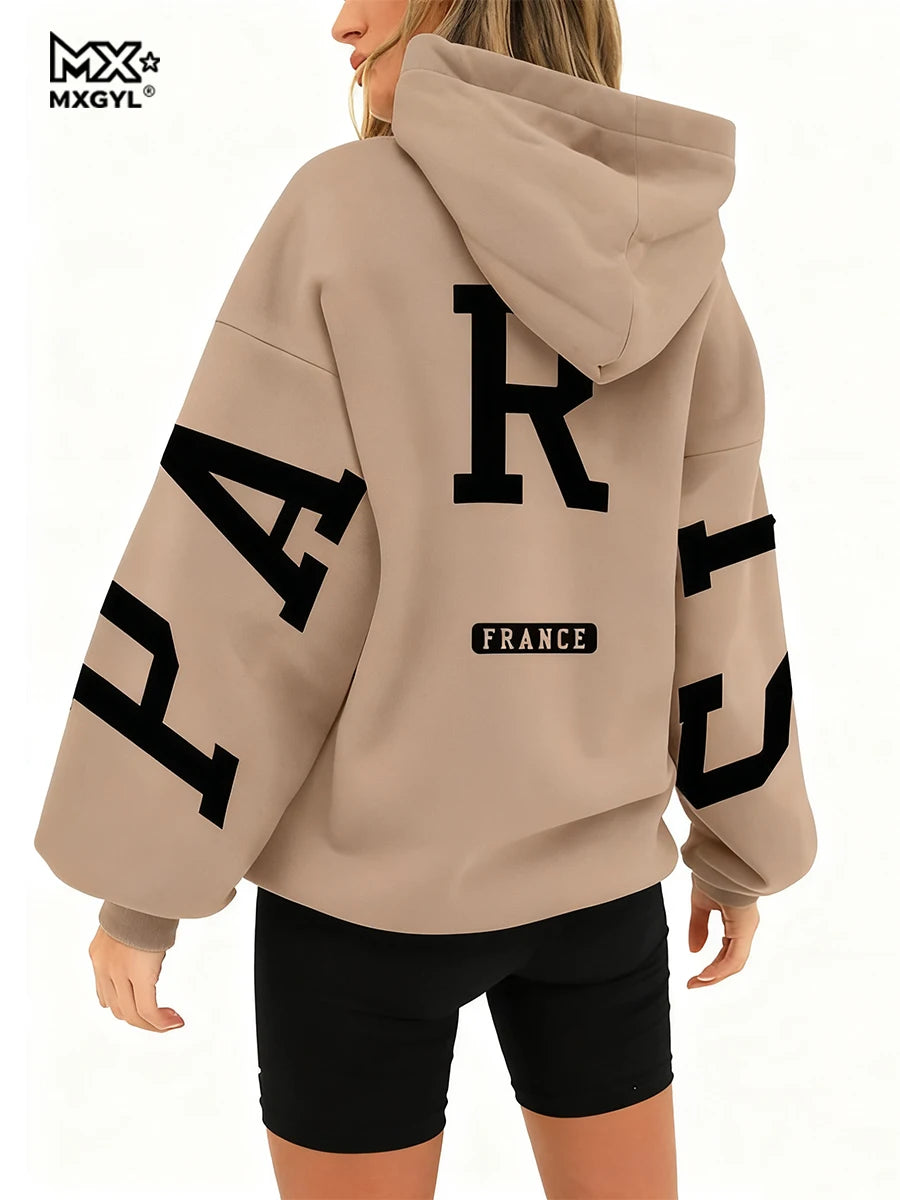 Loose Casual Pullover Hoodie Sweatshirt Coat Printed Letter Pattern High Street