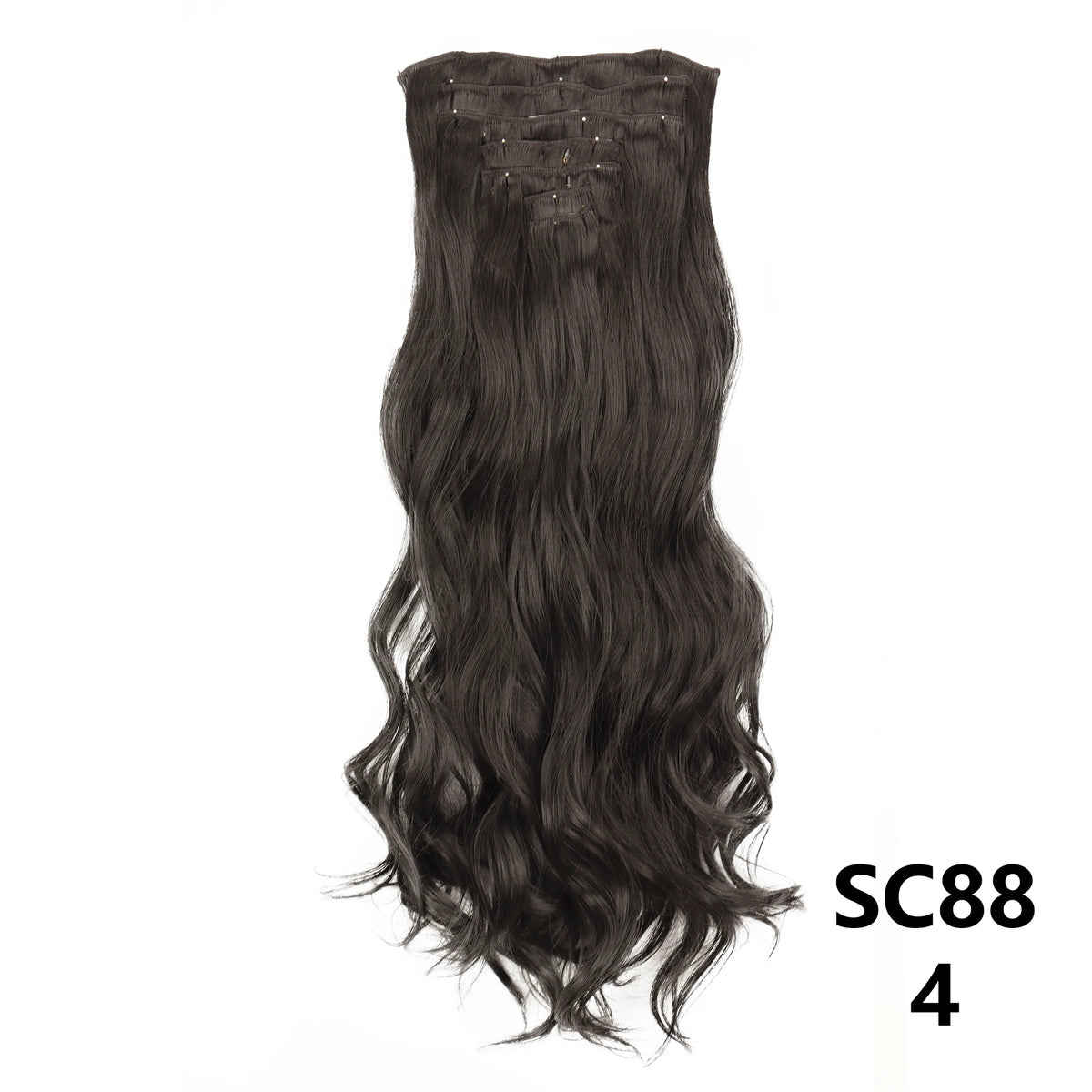 Long Straight Synthetic 16 Clips In Hair Extensions 7Pcs/Set High Temperature Fiber Black Brown Blonde Hairpiece For Women