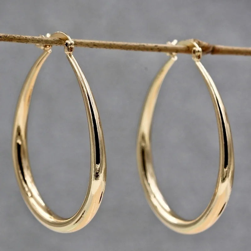 Shine Gold Color Women Earrings Fashion Smooth Hoop Earrings