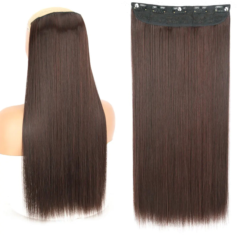 MERISIHAIR Synthetic 5 Clip In Hair Extensions Long Straight Hairstyle Hairpiece Black Brown Blonde 80CM Fake Hair
