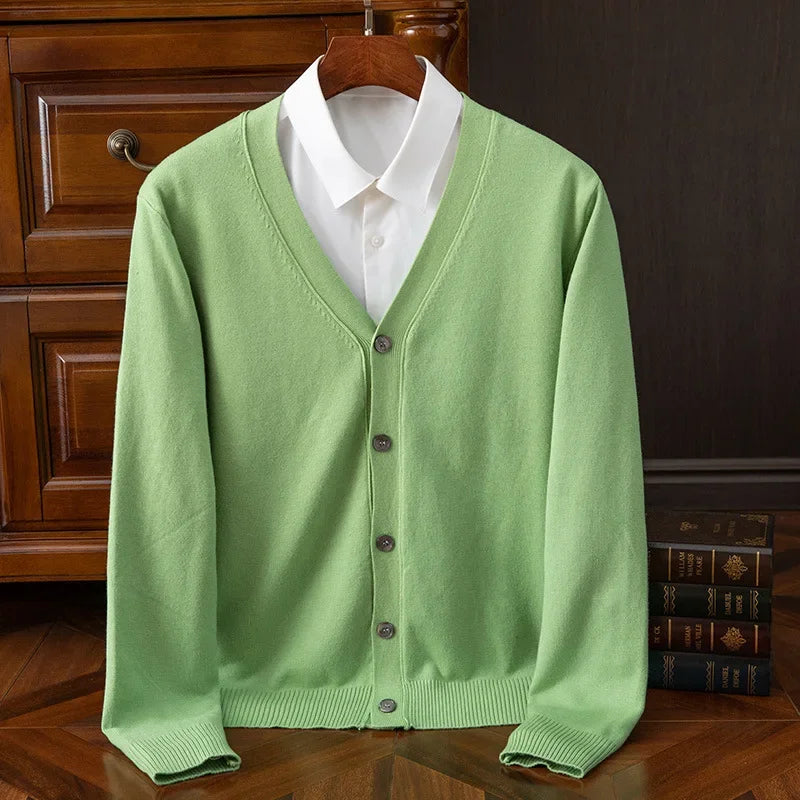 Sweater Cardigan Business Casual Classic V-neck Solid Color