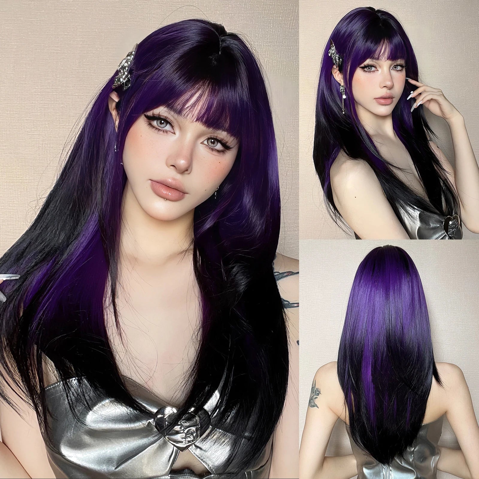 Light Blonde Golden Hair Long Silky Straight Synthetic Wig