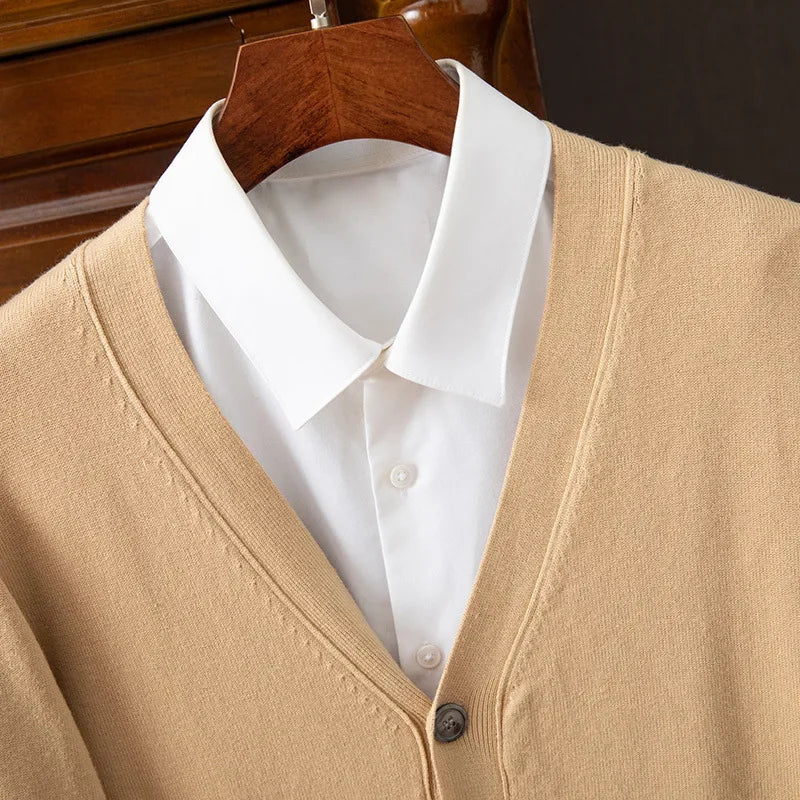 Sweater Cardigan Business Casual Classic V-neck Solid Color