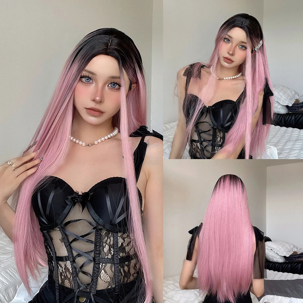 Light Blonde Golden Hair Long Silky Straight Synthetic Wig